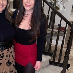 ZARA red knit mini skirt